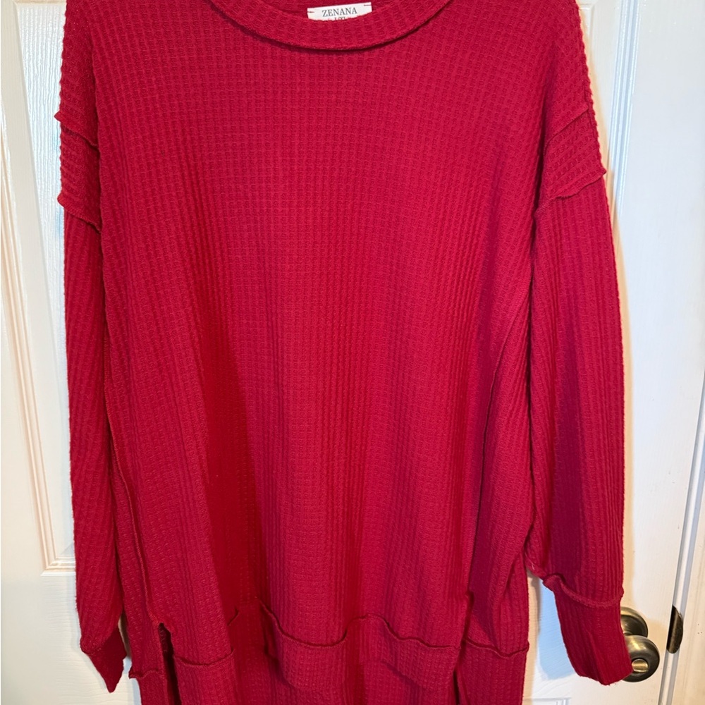 Zenana Outfitters Crimson Textured Knit Top